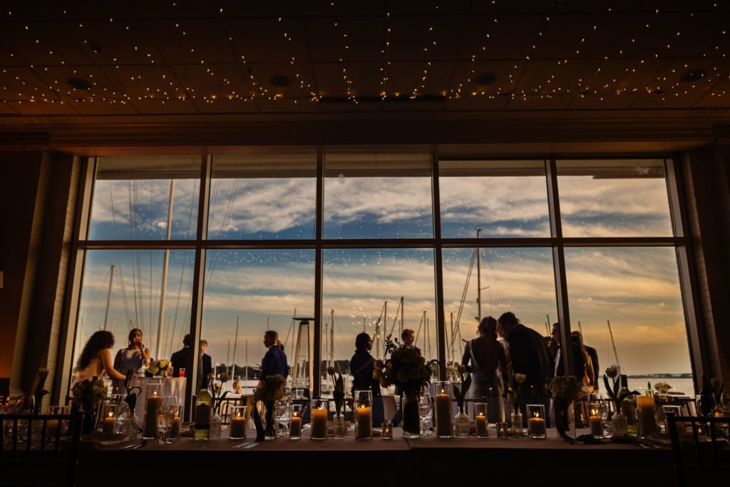 Sunset at a wedding at Norfolk Golf & Yacht by Sterling Life Photography.